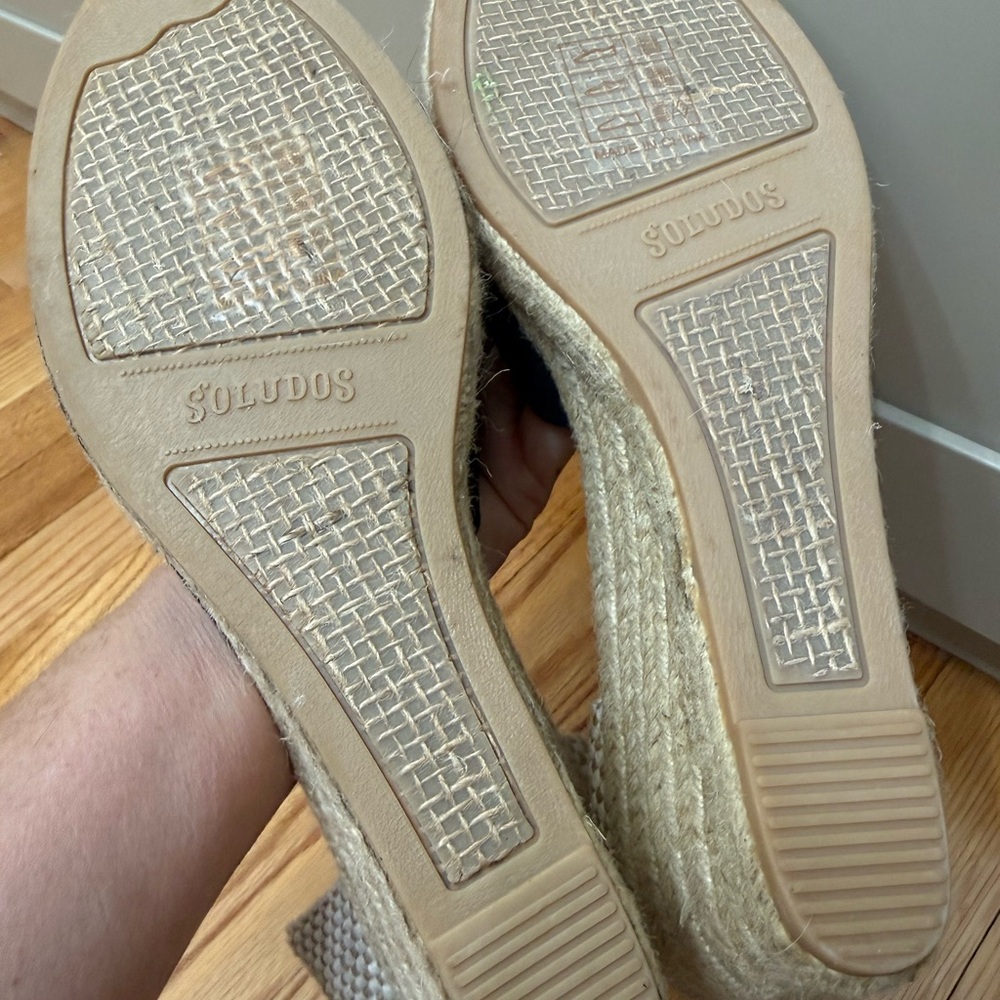 Soludos / 11 / Black Espadrille Wedge Sandals w Tie / Boho / Spring / Preppy - Picture 8 of 9